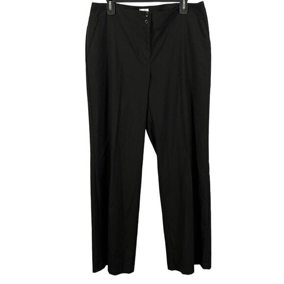Chicos Womens Black Flat Front Trousers Straight Wide Leg Dress Pants sz 2 / L - Picture 1 of 16